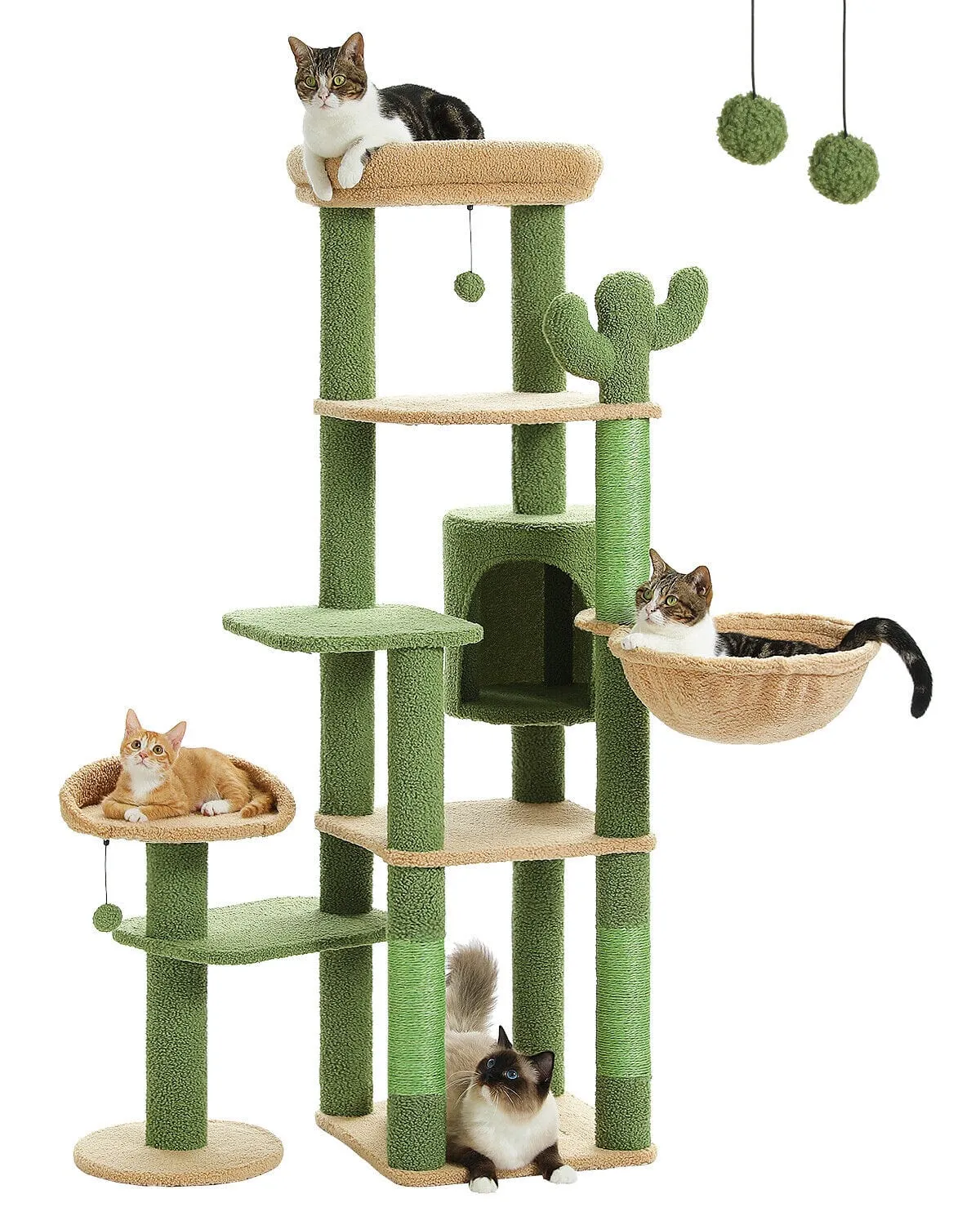 59" Multilevel Cat Scratching Tree With Condo