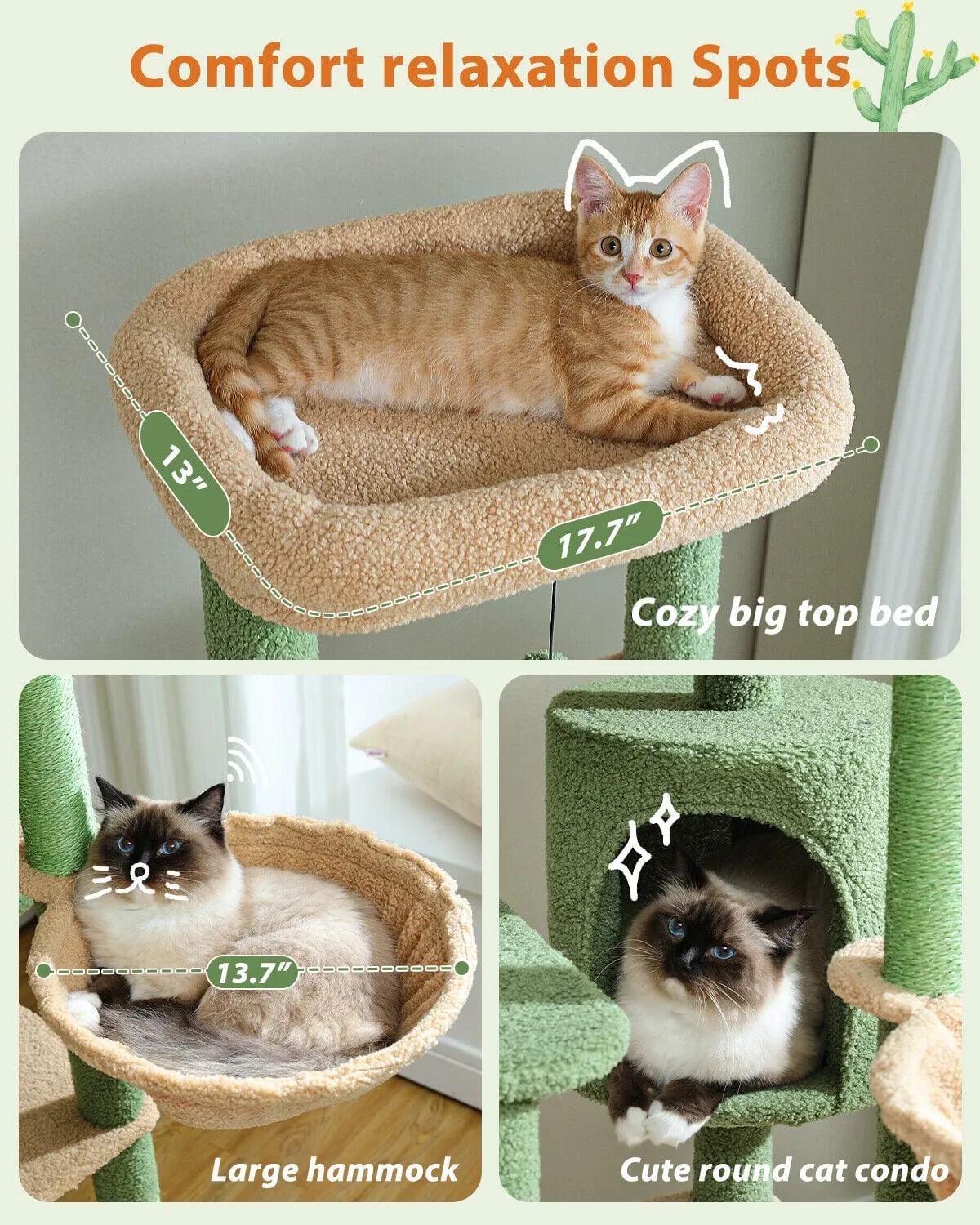 59" Multilevel Cat Scratching Tree With Condo