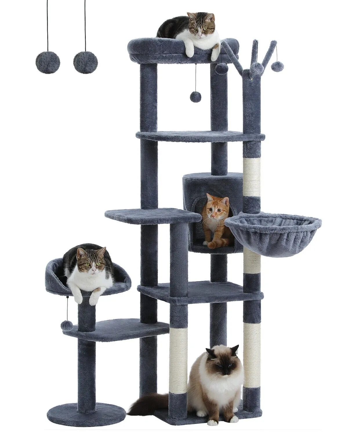 59" Multilevel Cat Scratching Tree With Condo
