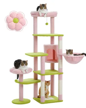 59" Multilevel Cat Scratching Tree With Condo