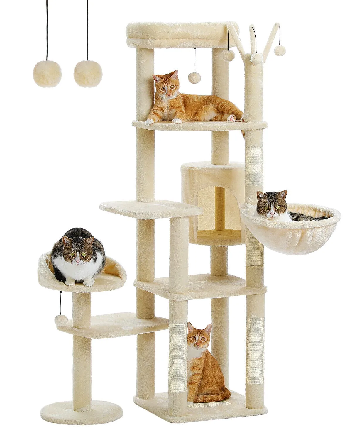 59" Multilevel Cat Scratching Tree With Condo