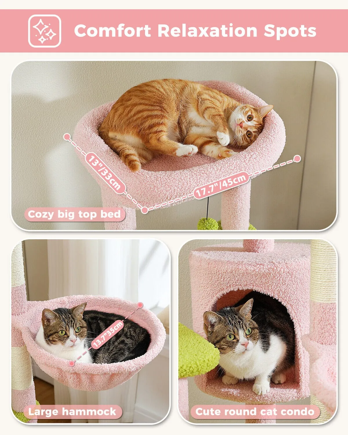 59" Multilevel Cat Scratching Tree With Condo