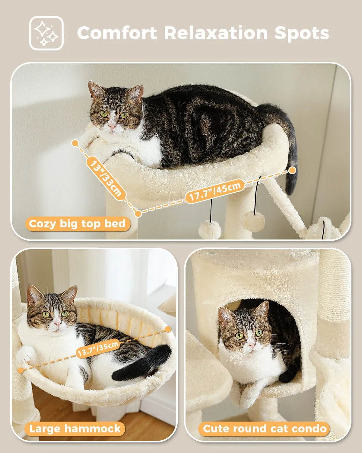 59" Multilevel Cat Scratching Tree With Condo