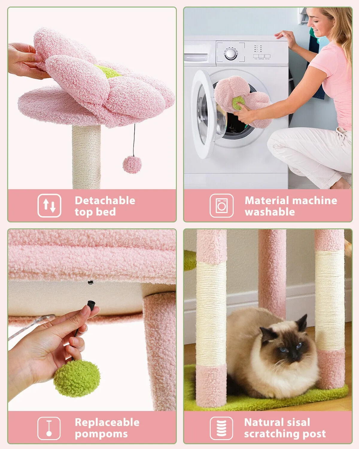 59" Multilevel Cat Scratching Tree With Condo