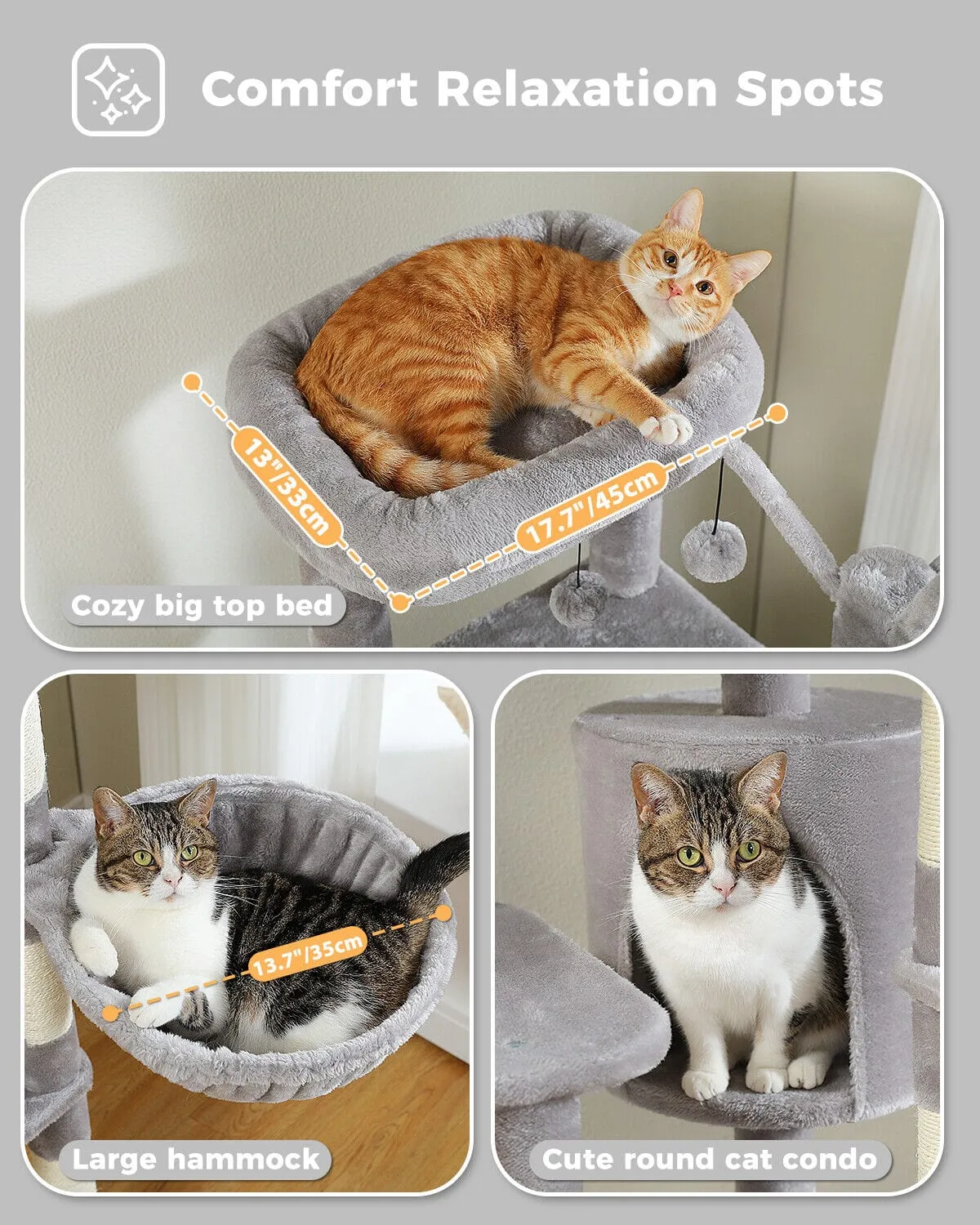 59" Multilevel Cat Scratching Tree With Condo