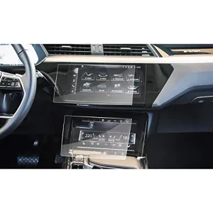 5PCS LFOTPP Car Navigation Screen Protector for 2019-2021 e-tron 10.1-Inch / 2019 Q8, Combined Package, Car Infotainment Up and Down Display Center Touchscreen & A/C Protective Film, Set of 5