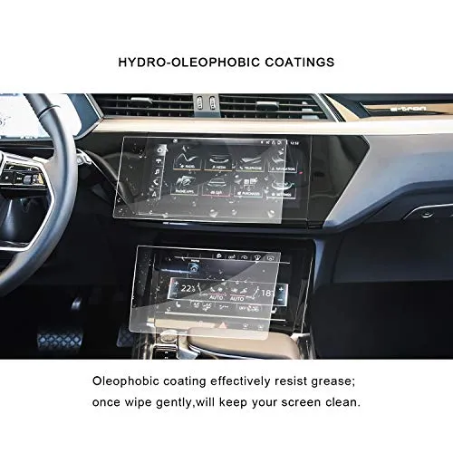 5PCS LFOTPP Car Navigation Screen Protector for 2019-2021 e-tron 10.1-Inch / 2019 Q8, Combined Package, Car Infotainment Up and Down Display Center Touchscreen & A/C Protective Film, Set of 5