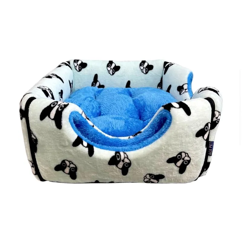 ACE PET Boston Powder Blue Furry Cosy Dog Bed