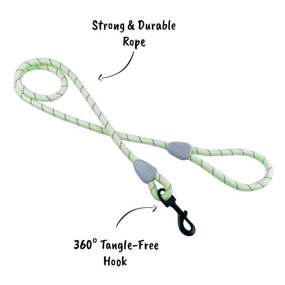 AllPetSolutions Reflective Rope Dog Lead, Green, 140cm