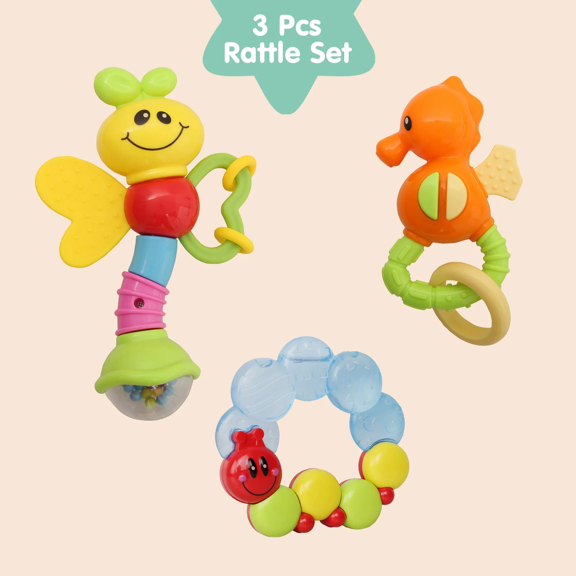 Baby Moo Butterfly Caterpillar Multicolour Set of 3 Rattle Teether