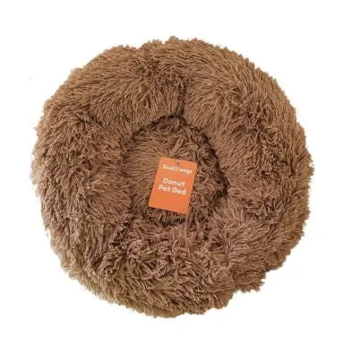 Brown Fluffy Donut Pet Bed 60cm x 26cm