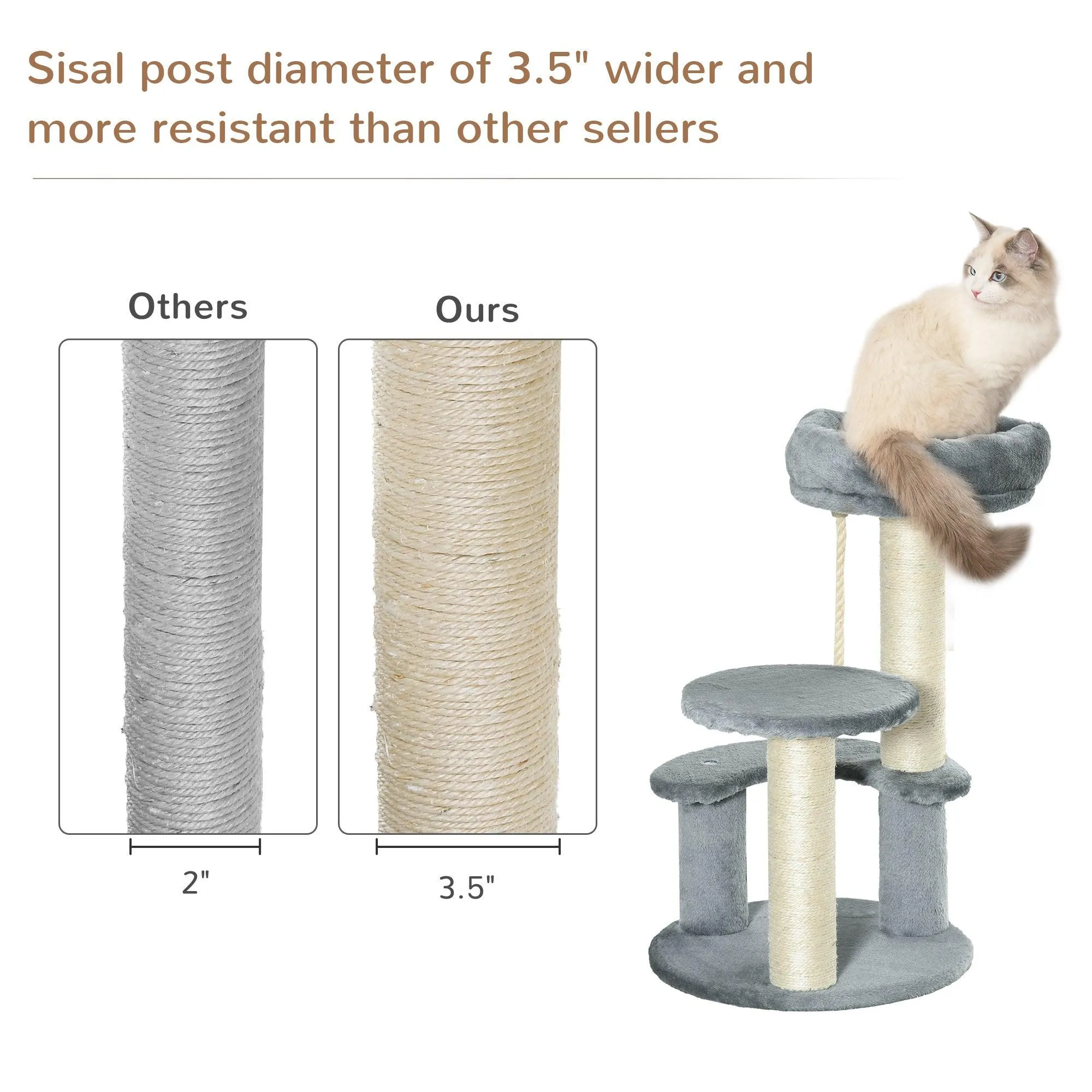 Cat Scratching Post and Playhouse, 65cm - Grey
