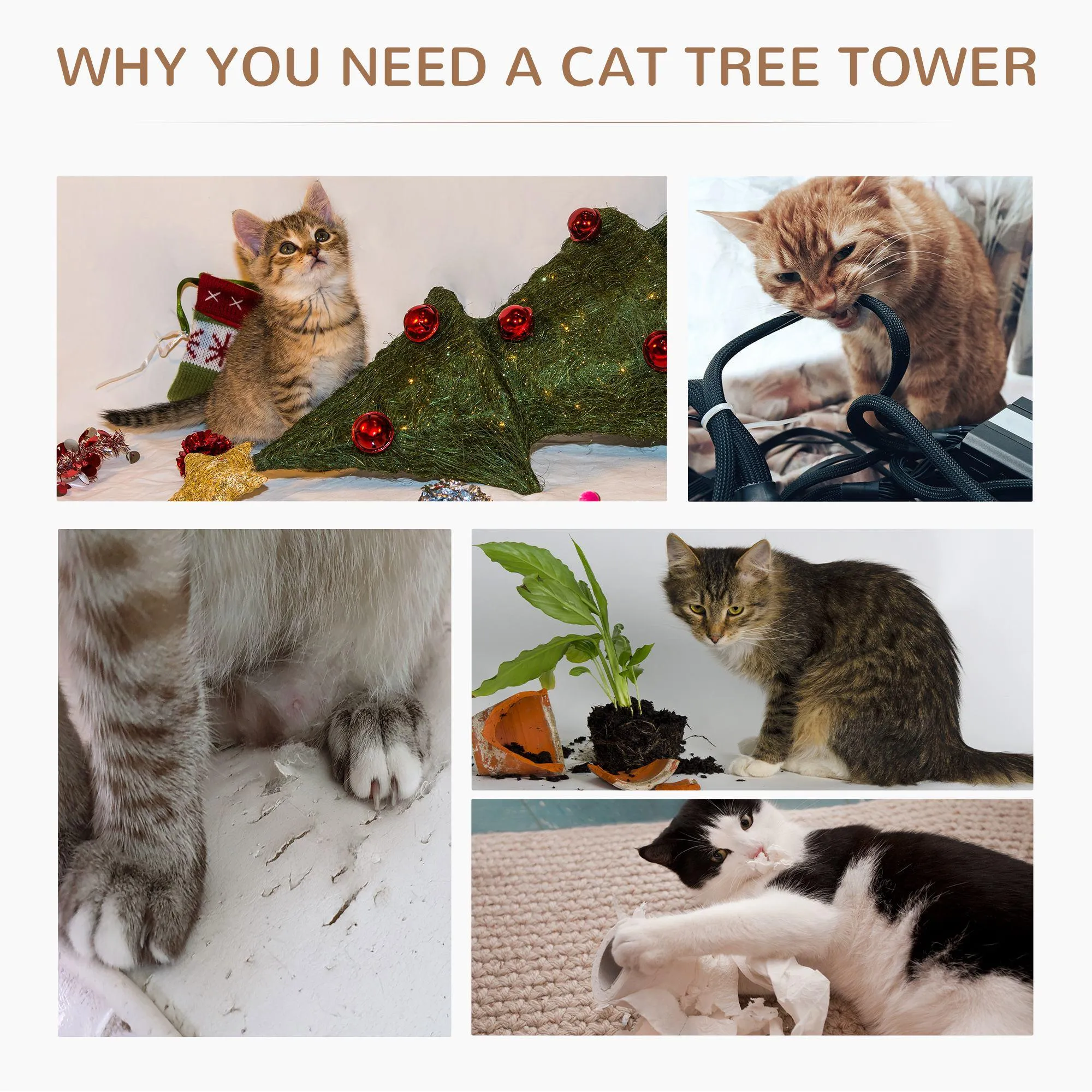 Cat Scratching Post and Playhouse, 65cm - Grey