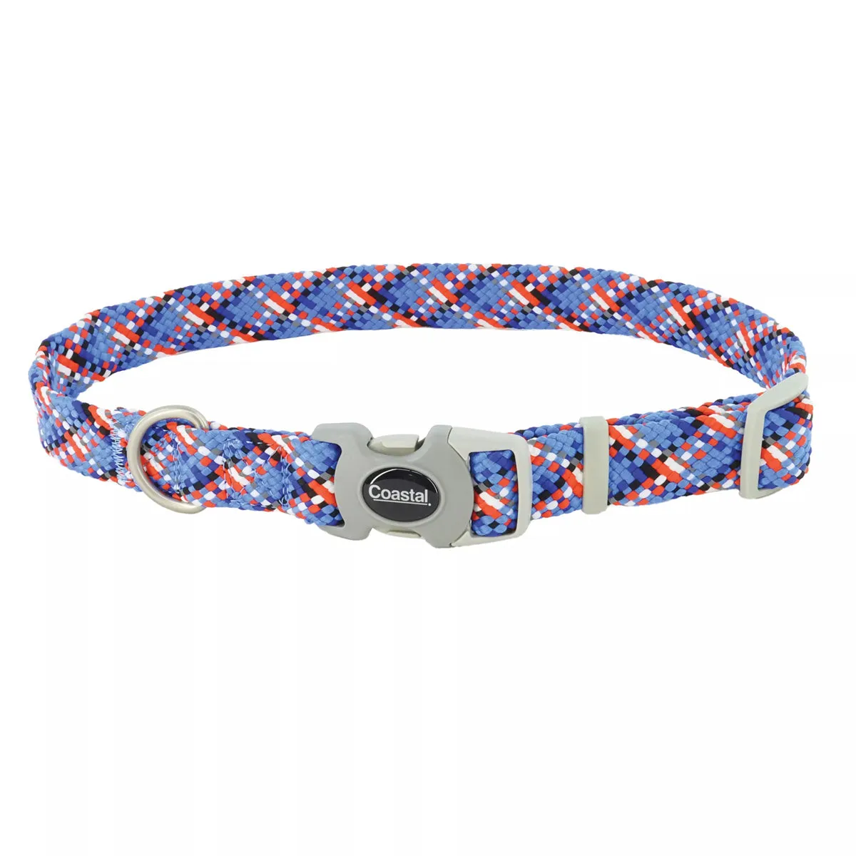Coastal Pro Active Adjustable Woven Reflective Dog Collar S/M Cobalt Crossed