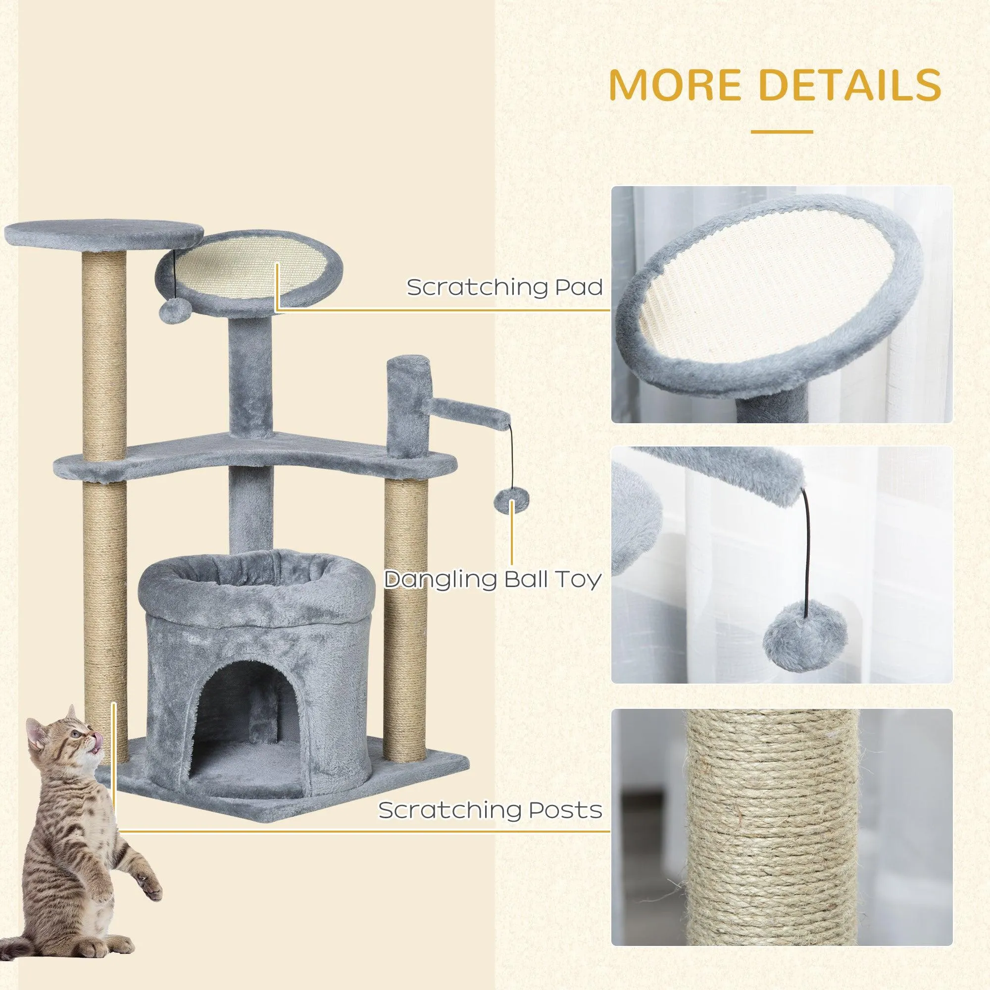 Deluxe Cat Activity Center Tower, 87cm - Grey