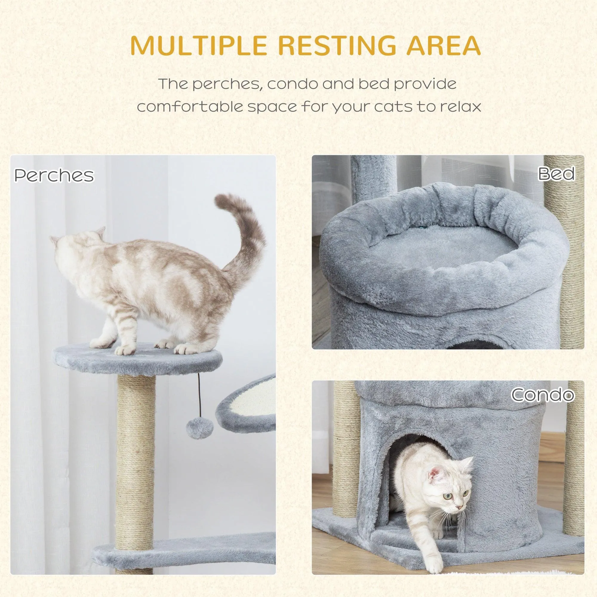 Deluxe Cat Activity Center Tower, 87cm - Grey