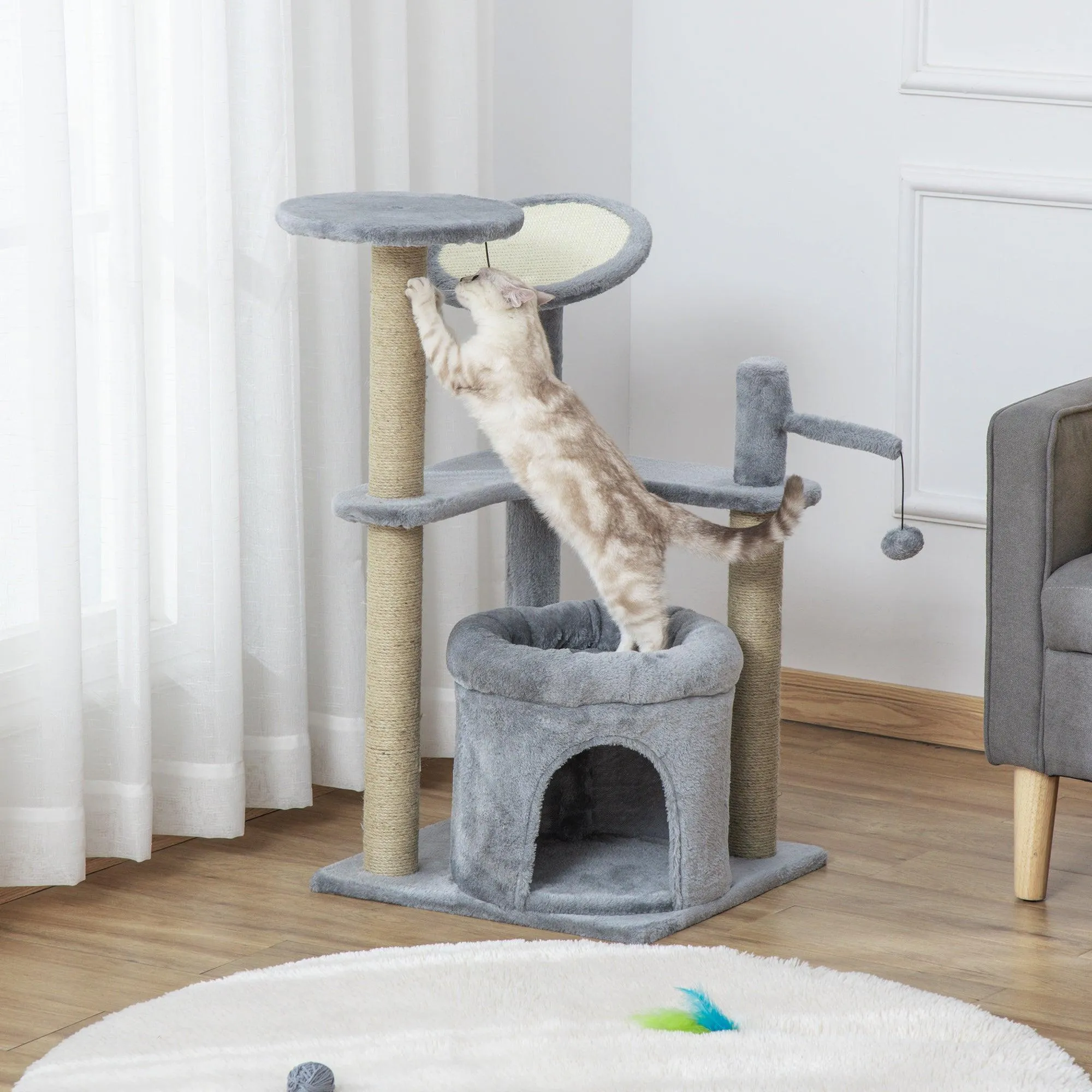 Deluxe Cat Activity Center Tower, 87cm - Grey