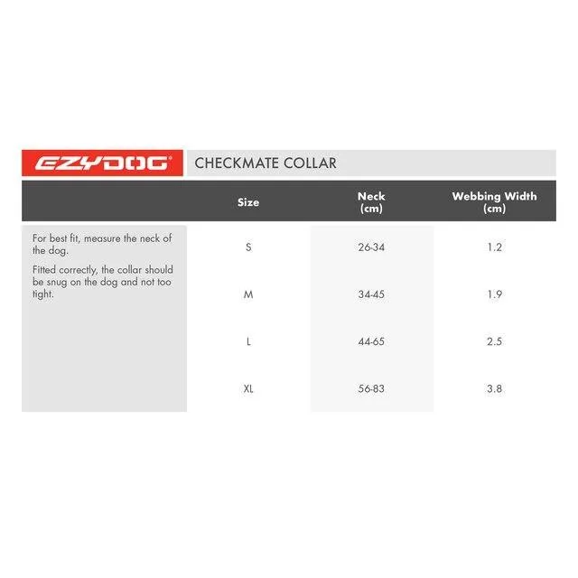EzyDog Checkmate Dog Collar Black Large