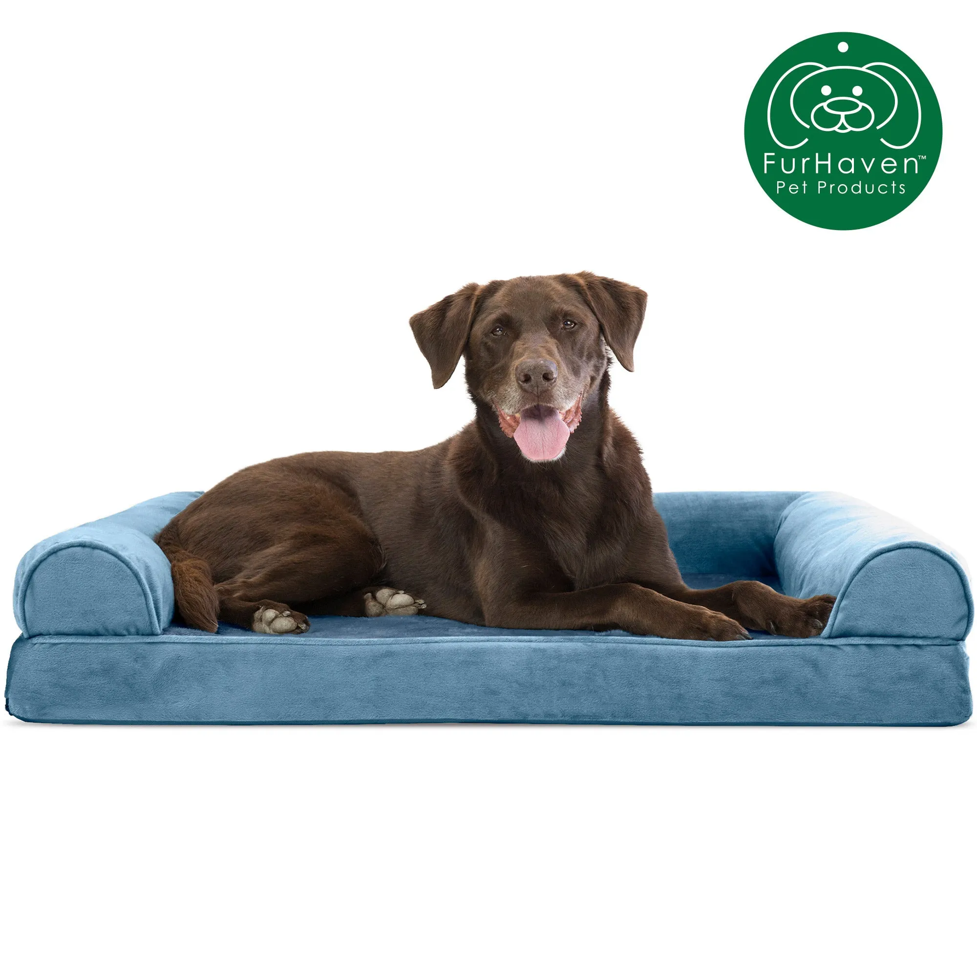 Faux Fur & Velvet Sofa-Style Couch Pet Bed