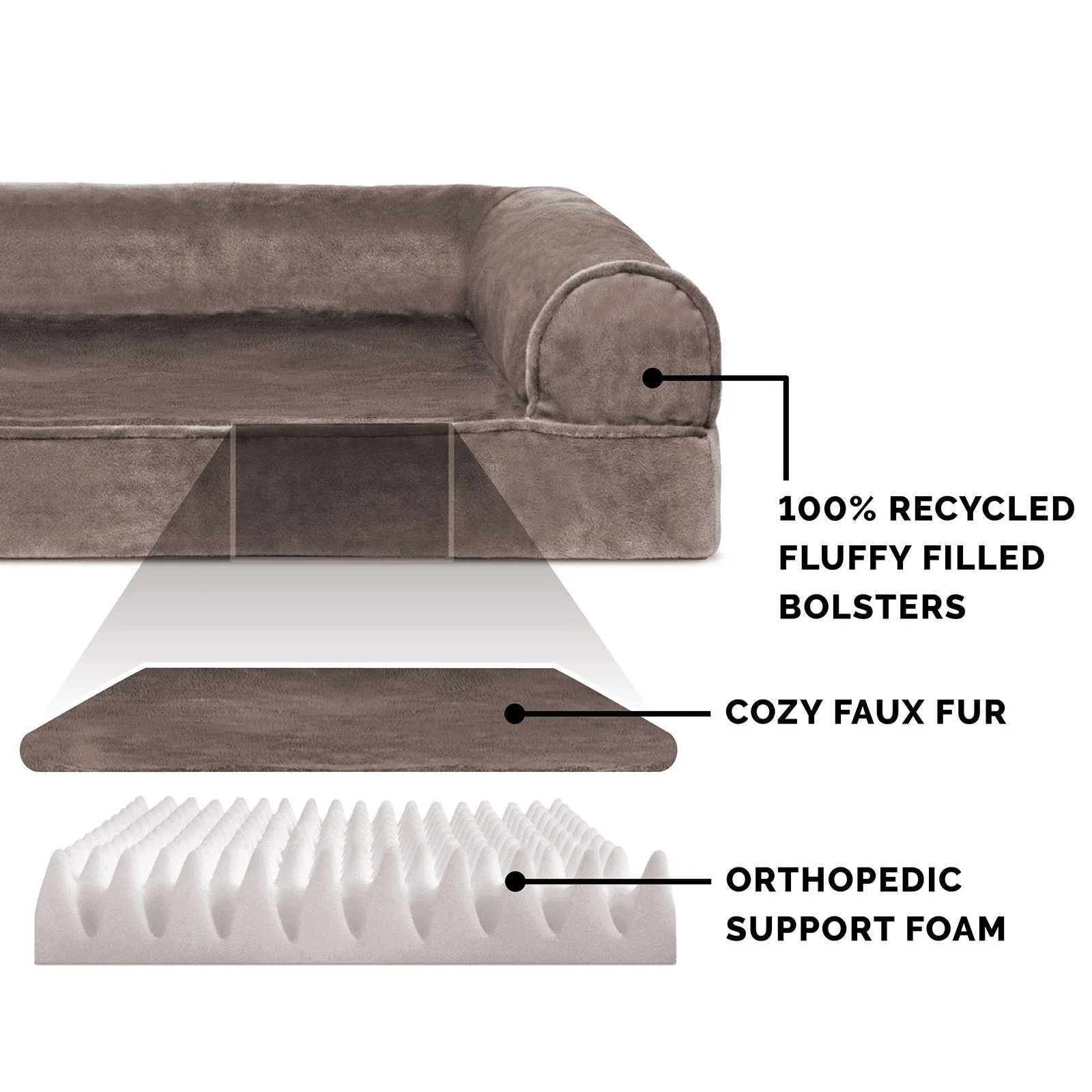 Faux Fur & Velvet Sofa-Style Couch Pet Bed