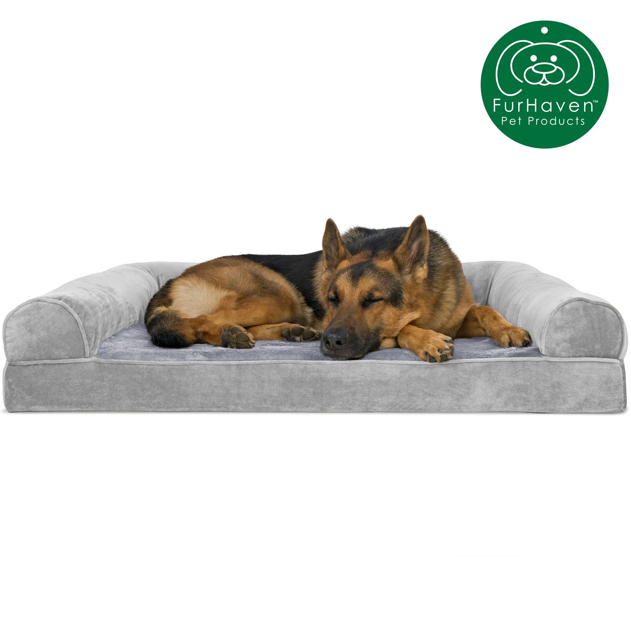 Faux Fur & Velvet Sofa-Style Couch Pet Bed