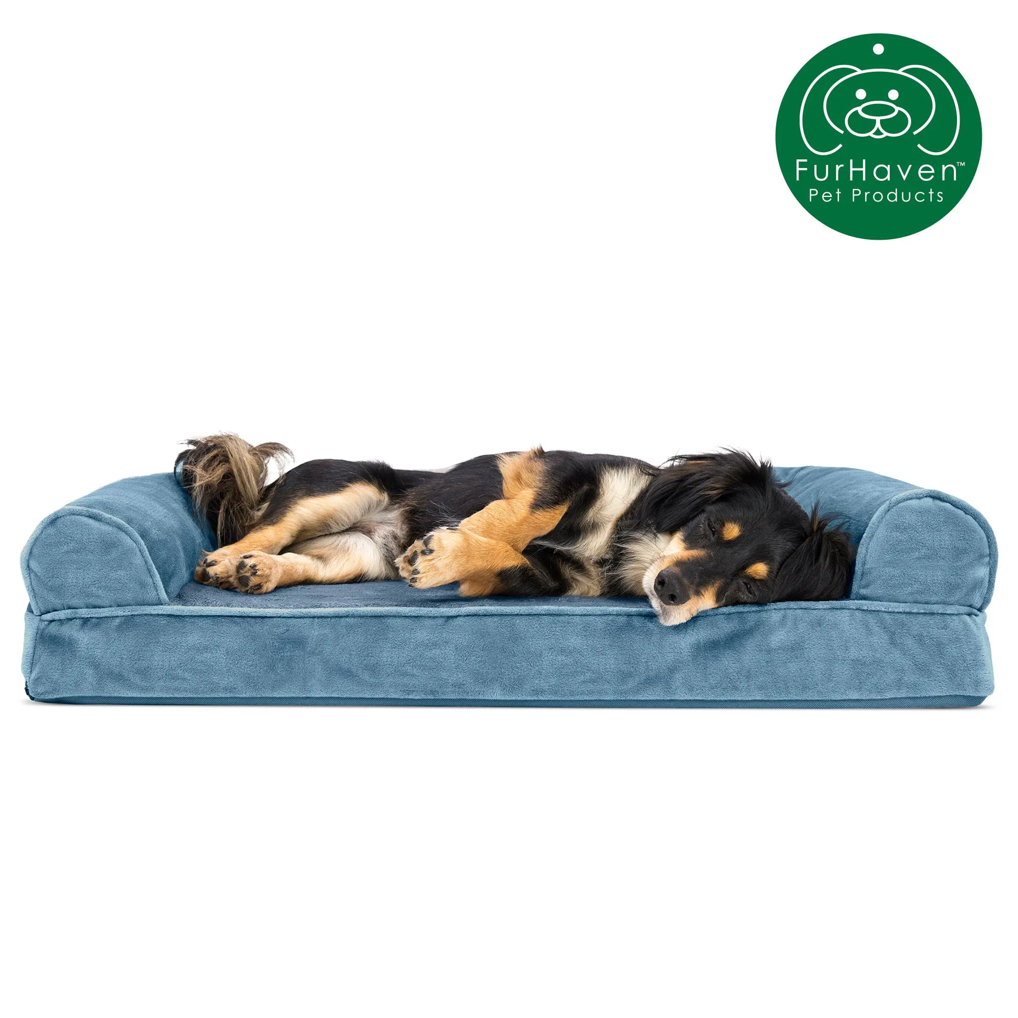 Faux Fur & Velvet Sofa-Style Couch Pet Bed