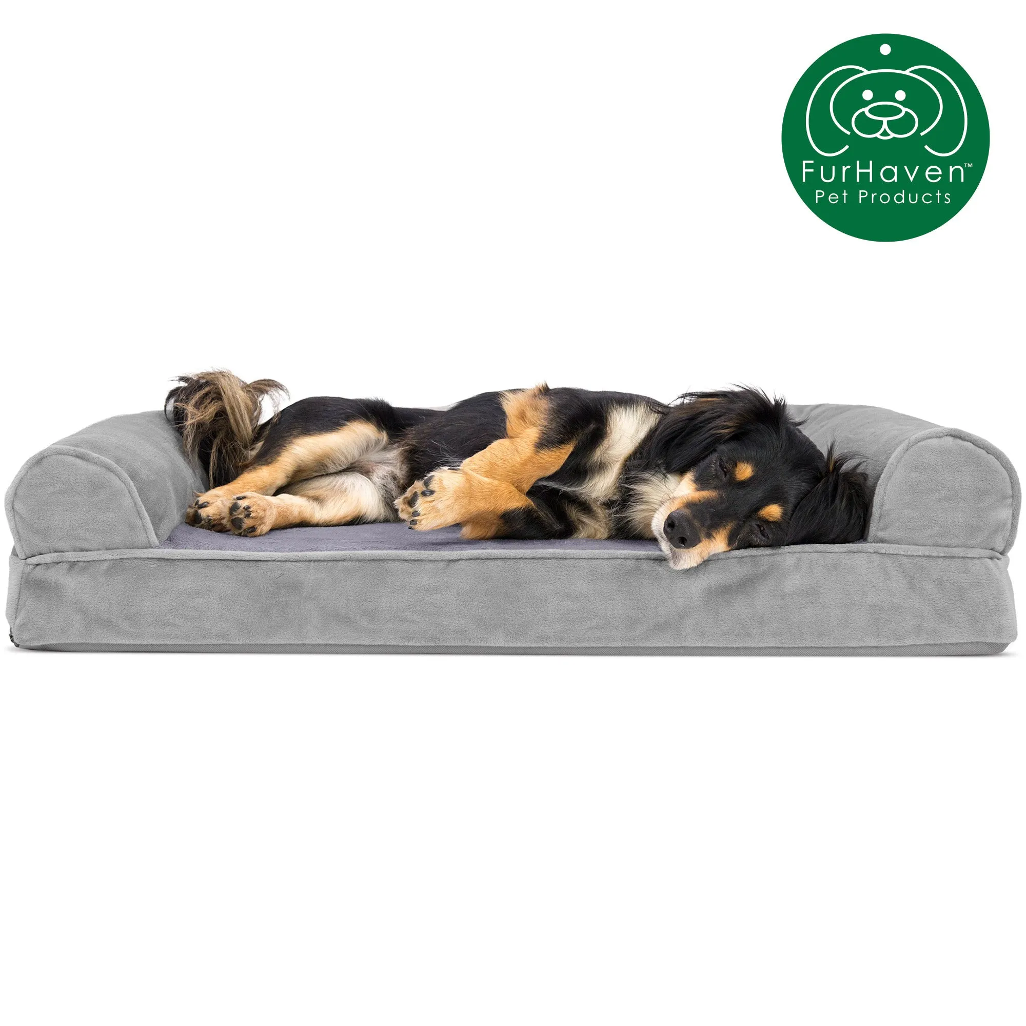 Faux Fur & Velvet Sofa-Style Couch Pet Bed