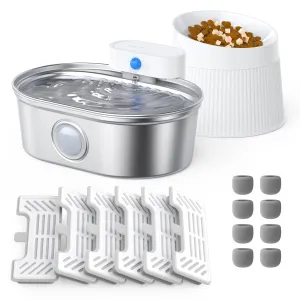 Ideal cat feeding combination (water fountain   Elevated Cat Bowls)