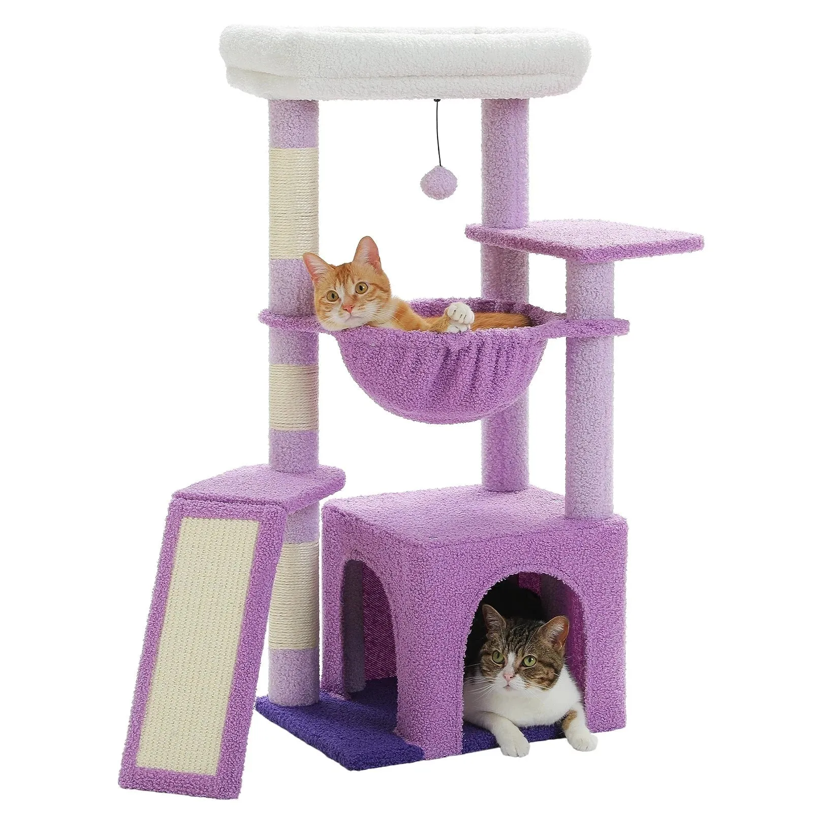 Indoor Cat Tree with Hammock, Condo, and Scratching Posts