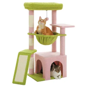 Indoor Cat Tree with Hammock, Condo, and Scratching Posts