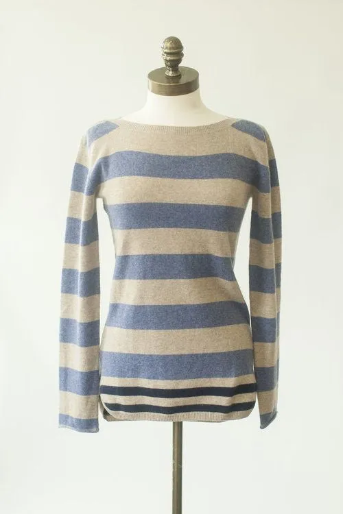 IsleField Eleanor Boatneck Cashmere Knit Sweater in Classic Stripe