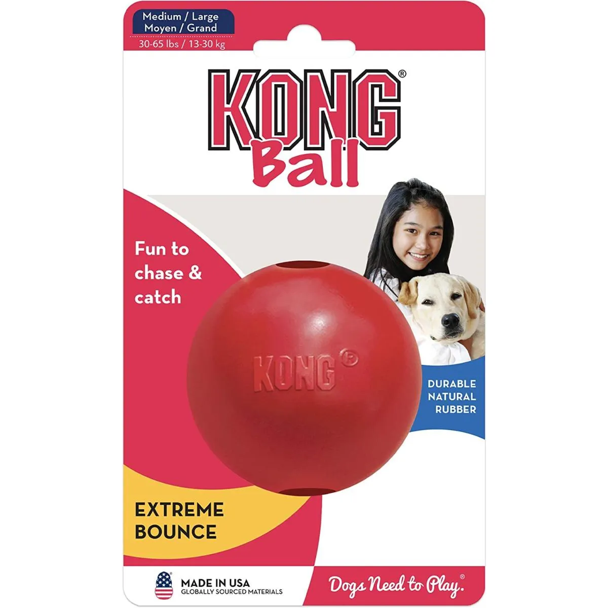 KONG Classic | Dog Toy | Red Rubber Ball - Medium/Large