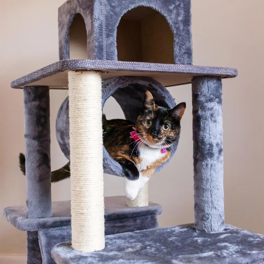 Large Cat Tree Tower Scratching Post Grey
