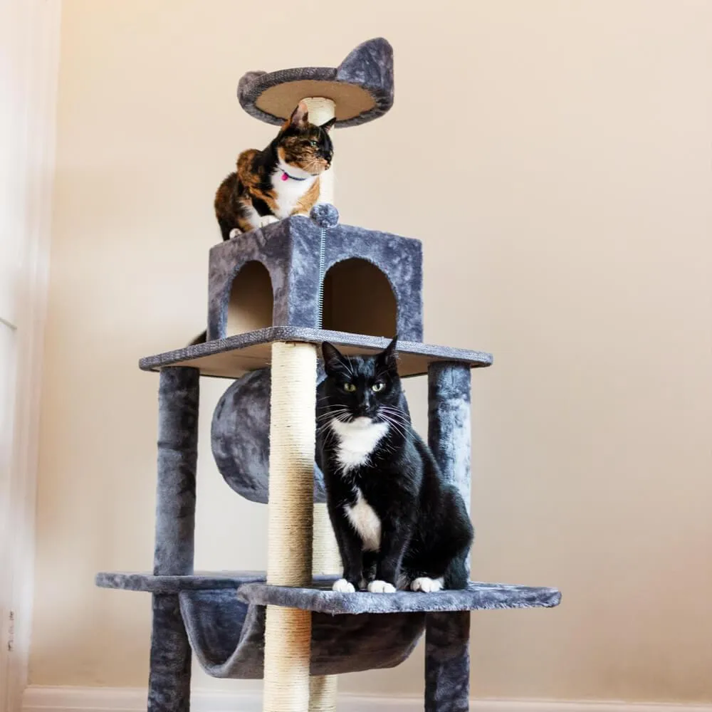 Large Cat Tree Tower Scratching Post Grey