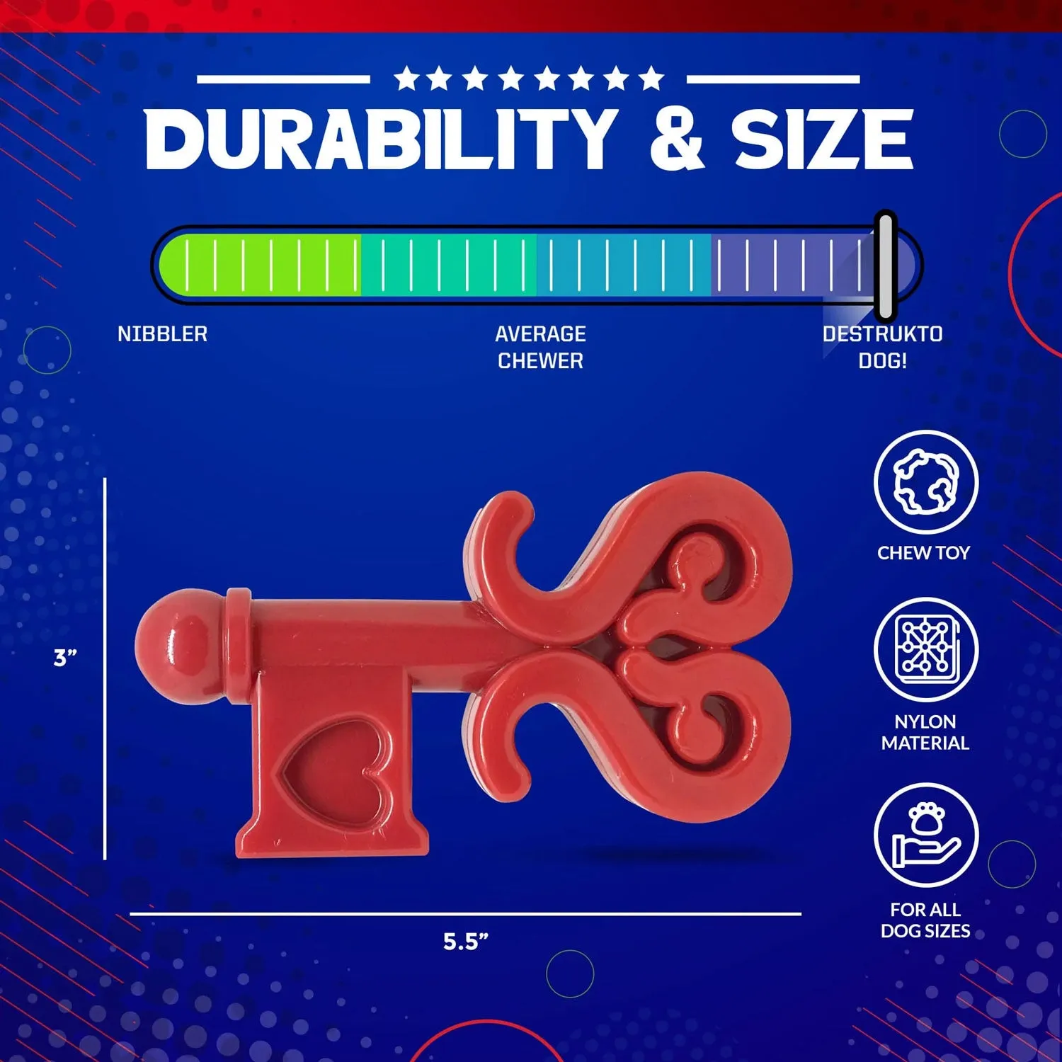 MKB Key to My Heart Ultra Durable Nylon Chew Toy