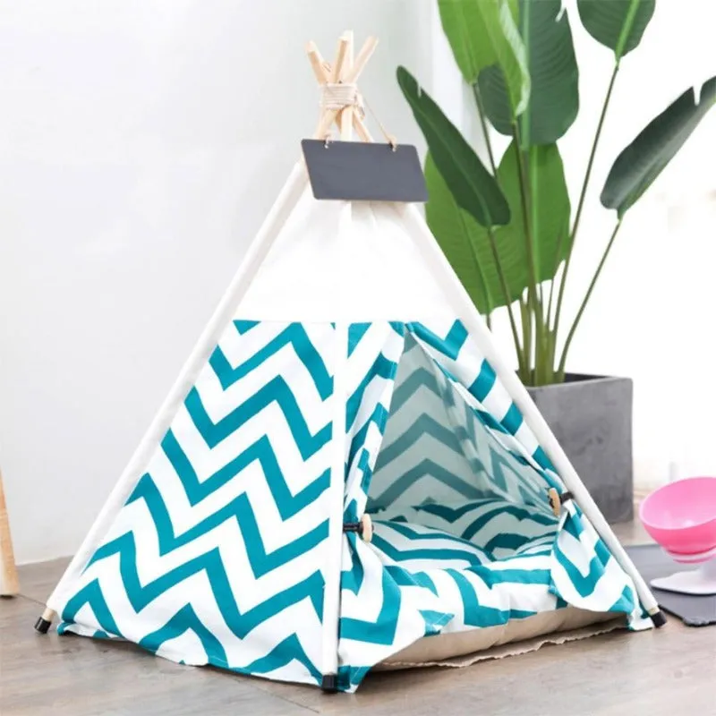 Modern Boho Dog Teepee with Plush Dog Bed Cushion