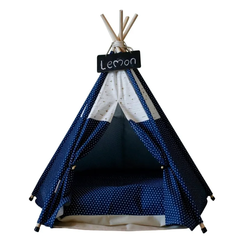 Modern Boho Dog Teepee with Plush Dog Bed Cushion