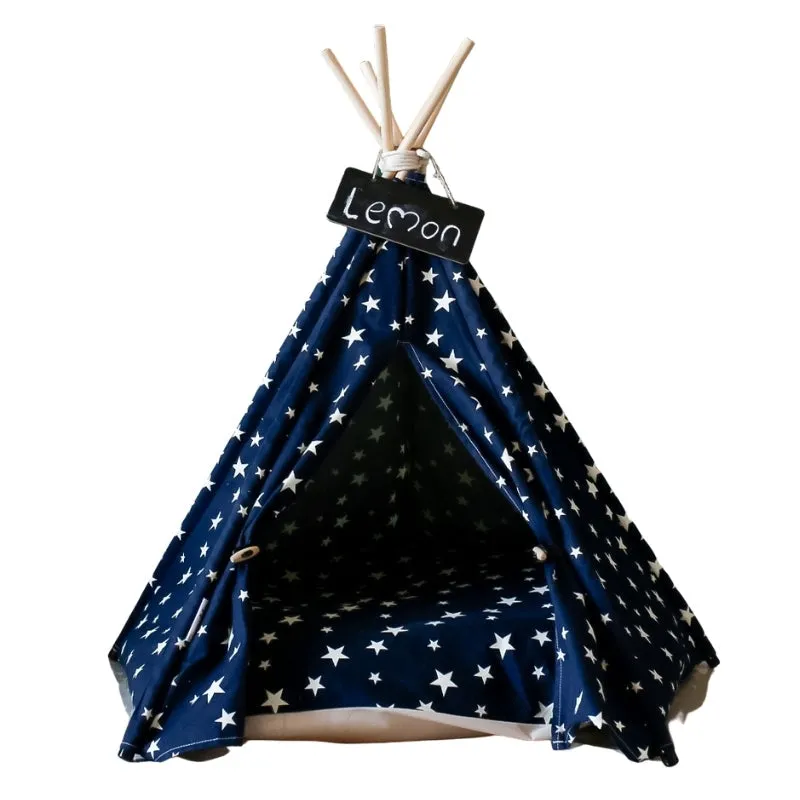 Modern Boho Dog Teepee with Plush Dog Bed Cushion