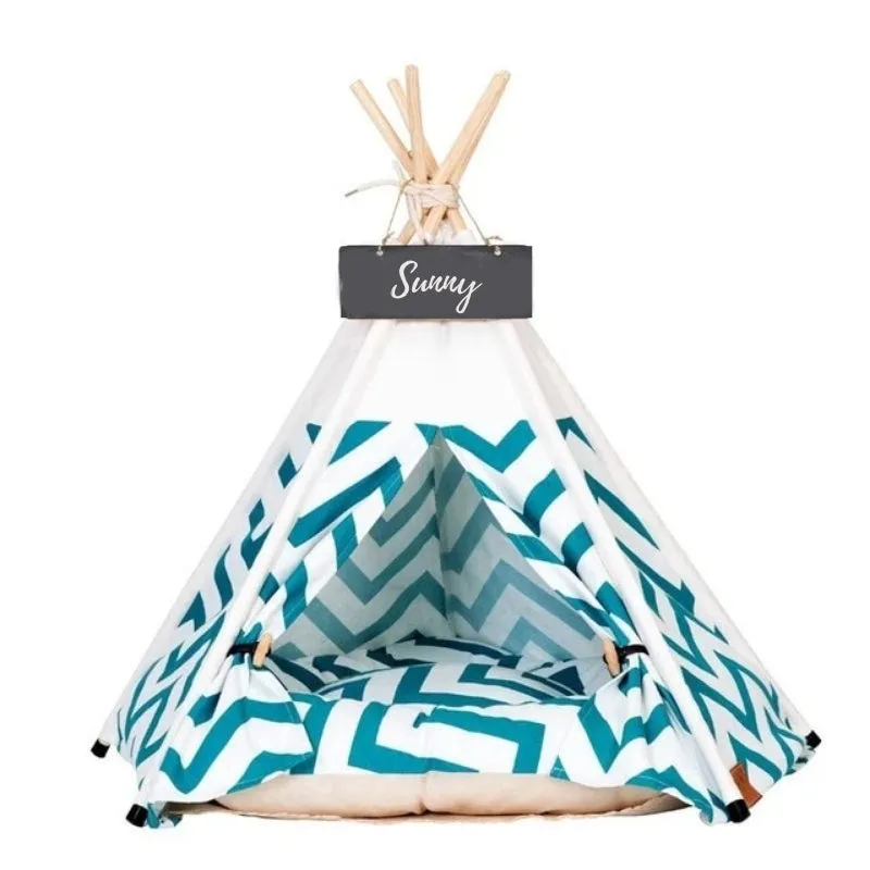 Modern Boho Dog Teepee with Plush Dog Bed Cushion