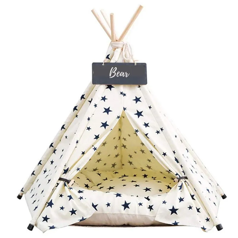 Modern Boho Dog Teepee with Plush Dog Bed Cushion