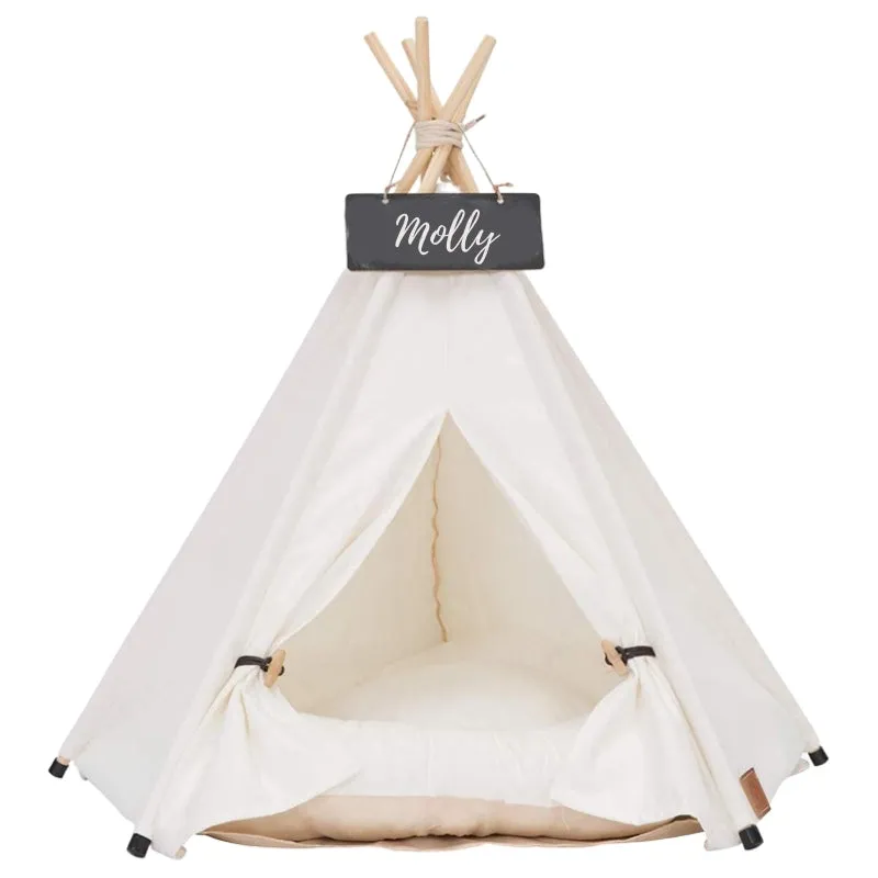 Modern Boho Dog Teepee with Plush Dog Bed Cushion