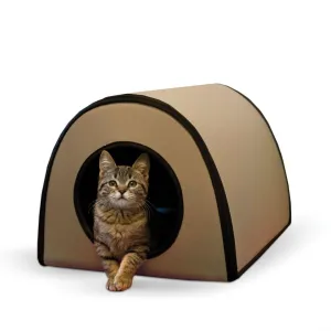 Modern Heated Outdoor Cat House Shelter in Tan