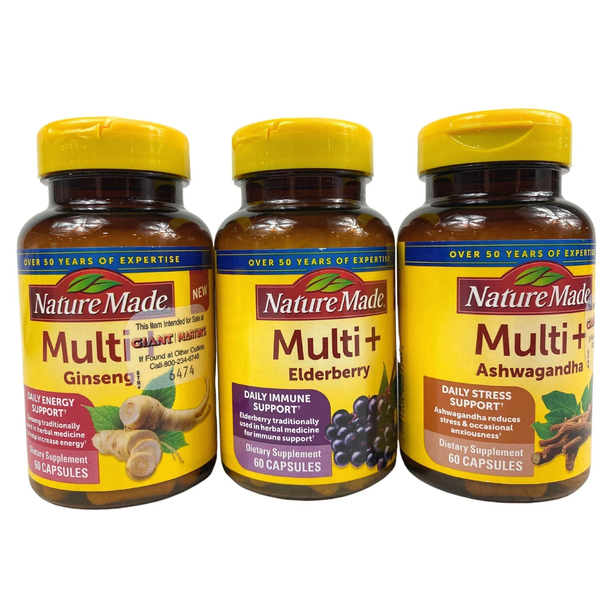 Multi   Assorted Mix of Ashwagandha,Elderberry & Ginseng (60 Pcs Lot)