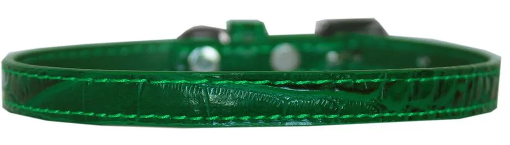Omaha Plain Croc Dog Collar Emerald Green Size 16