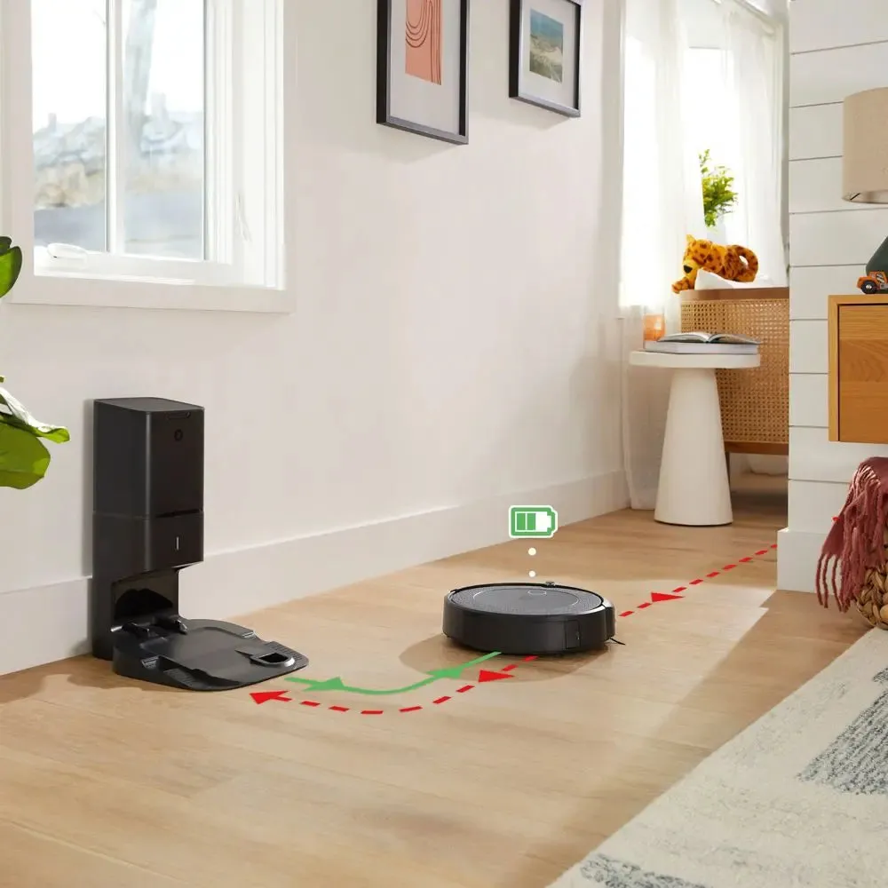 Open Box - iRobot Roomba i3  Wi-Fi Connected Self-Emptying Robot Vacuum Black