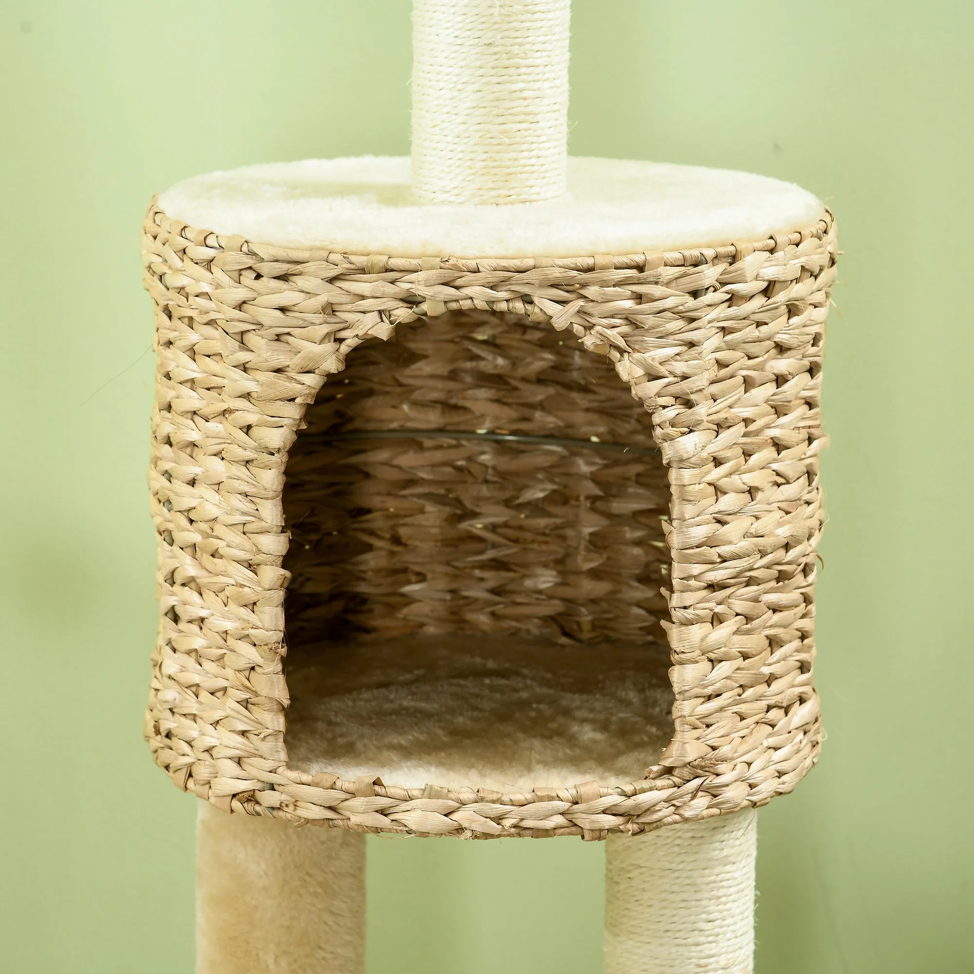PawHut 116cm Cat Tree Tower w/ Scratching Post, Cat House, Ball, Platform, Beige