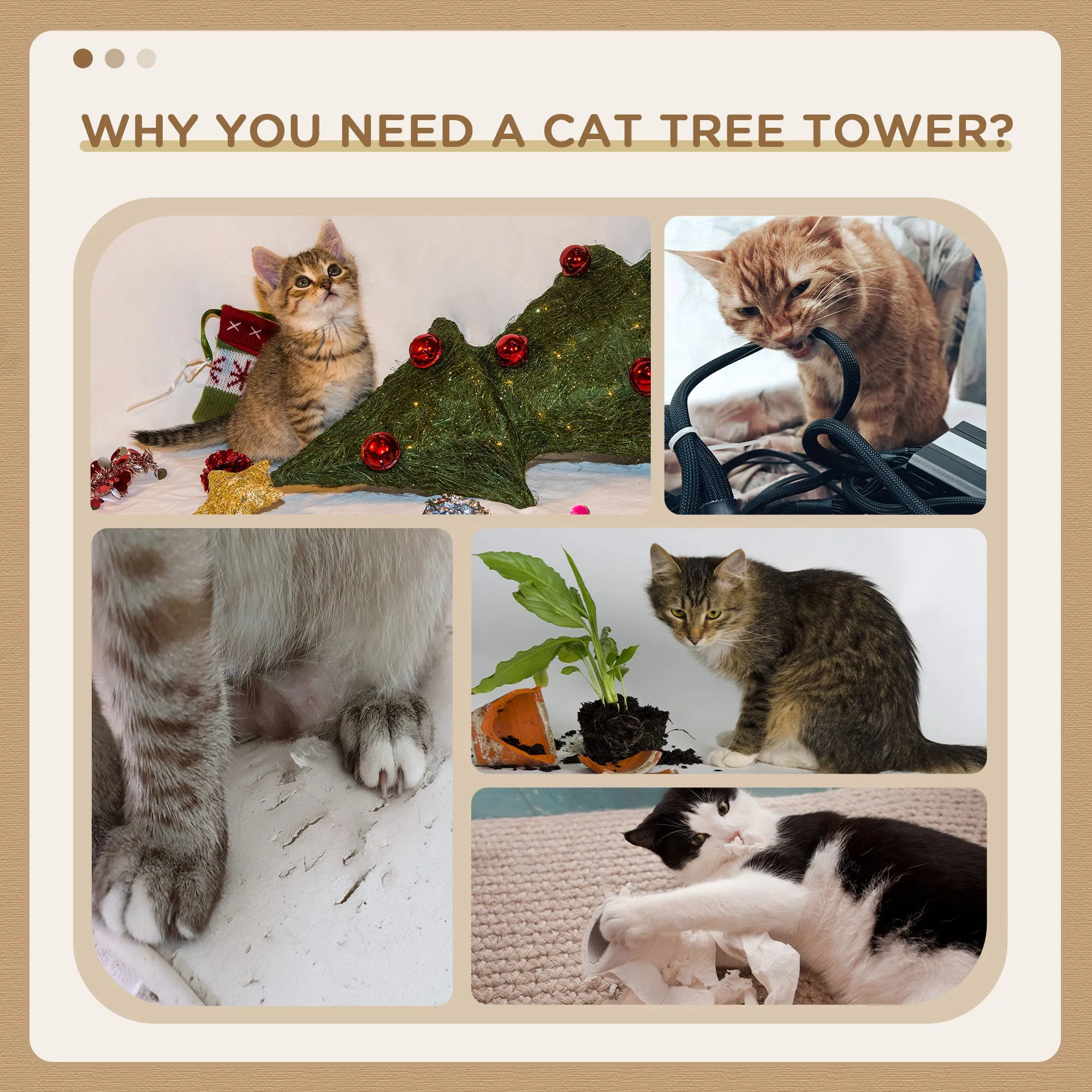 PawHut Cat Tree, Kitten Scratcher w/ Scratching Post, Toy Ball - Grey