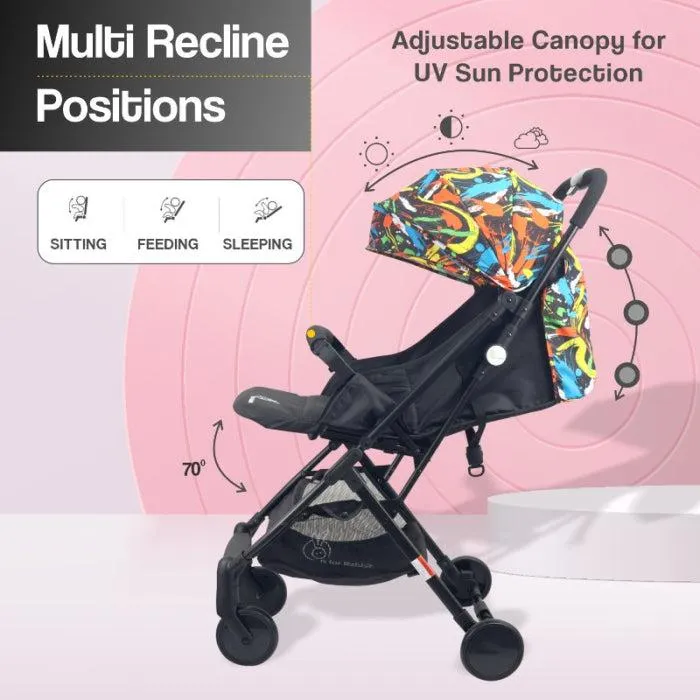 Pocket Stroller Lite - One Hand Fold, Multi Recline, Light Weight, Travel Friendly, Adjustable Canopy, Steel Frame, Link Brake, 0-3 Years