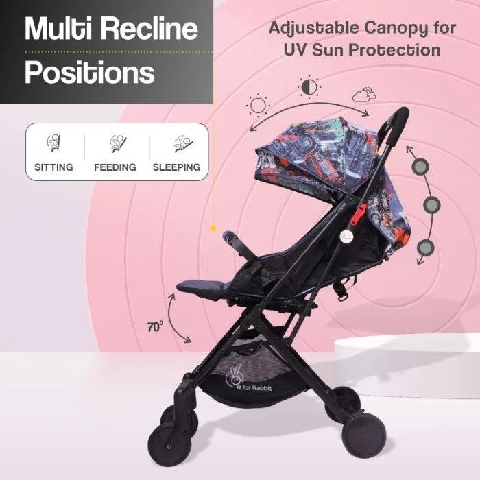 Pocket Stroller Lite - One Hand Fold, Multi Recline, Light Weight, Travel Friendly, Adjustable Canopy, Steel Frame, Link Brake, 0-3 Years