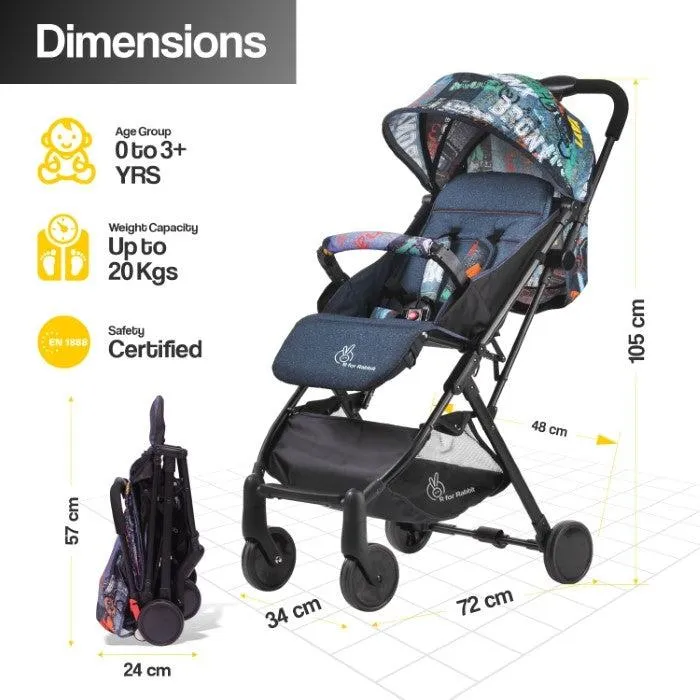 Pocket Stroller Lite - One Hand Fold, Multi Recline, Light Weight, Travel Friendly, Adjustable Canopy, Steel Frame, Link Brake, 0-3 Years